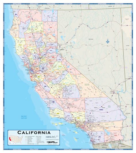 California County Wall Map | Maps.com.com