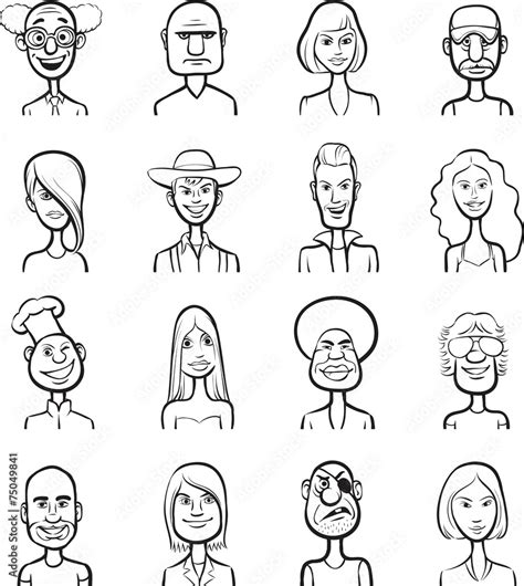 whiteboard drawing - funny cartoon faces vector collection Stock Vector | Adobe Stock