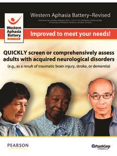 Western Aphasia Battery–Revised - Pearson Clinical … / western-aphasia ...