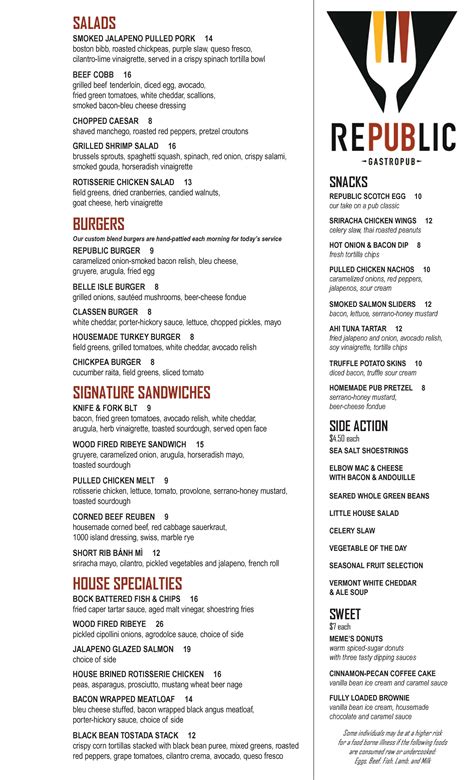 RePUBlic Gastropub Menu, Menu for RePUBlic Gastropub, Belle Isle, Oklahoma City - Urbanspoon/Zomato