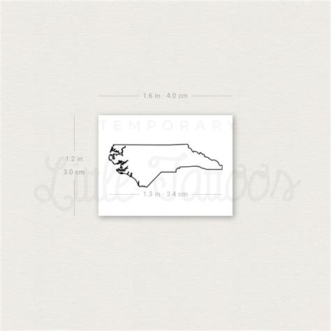 North Carolina Map Outline Temporary Tattoo - Set of 3 – Little Tattoos