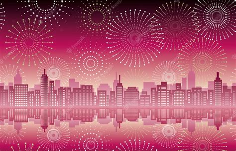 Premium Vector | Seamless cityscape with fireworks