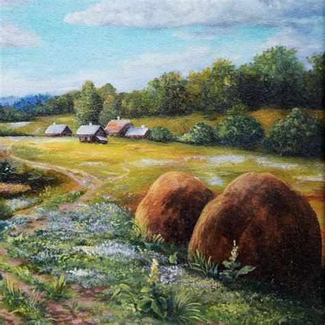 Rural landscape painting Wall art 16x20 inches on canvas oil - Inspire Uplift