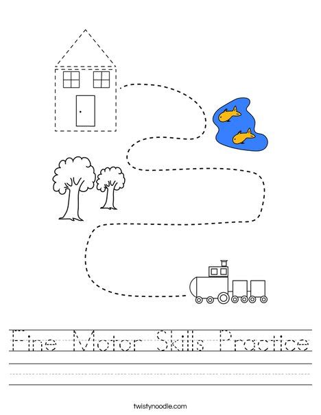 Fine Motor Skills Practice Worksheet - Twisty Noodle