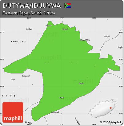 Free Political Simple Map of DUTYWA/IDUUYWA, single color outside, borders and labels