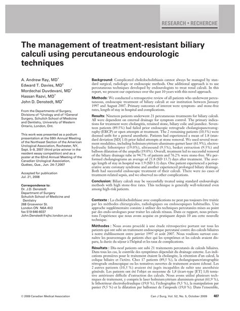 (PDF) The management of treatment-resistant biliary calculi using ...