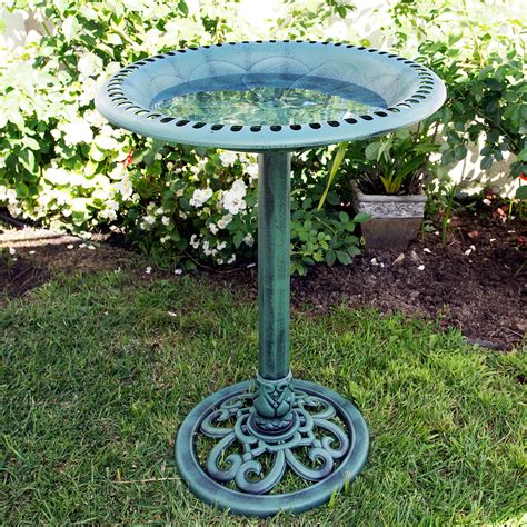 28" Height Pedestal Bird Bath Outdoor Garden Decor Vintage Yard Art Birdbath cheapest