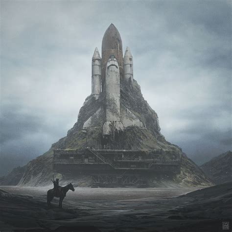 Post-apocalyptic series of landscapes. The illustrations shows the planet in the future, desert ...