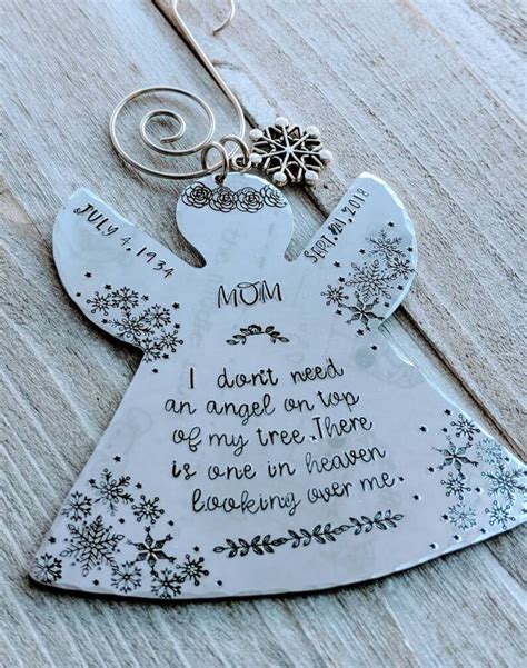 Memorial Angel Ornament. Hand Stamped Ornament. Christmas - Etsy