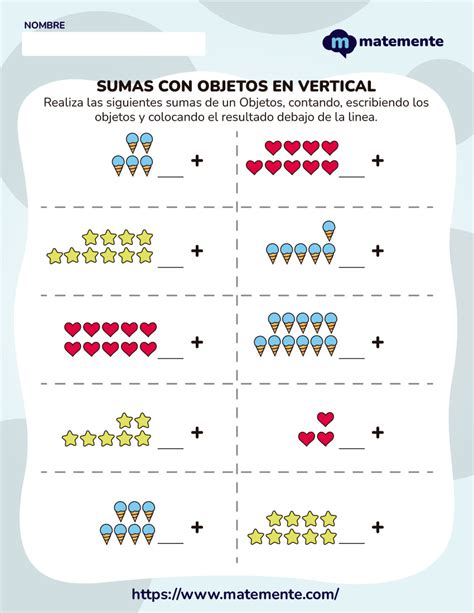 +30 Ejercicios de suma de objetos en vertical ¡PDF!