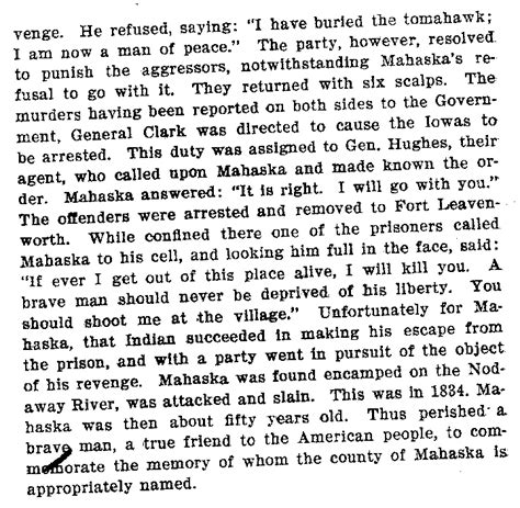 History of Chief Mahaska from History of Scott Township, Mahaska County, Iowa