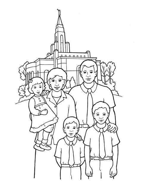 Dibujos de Familia en La Iglesia para Colorear para Colorear, Pintar e Imprimir - Dibujos-Online.Com