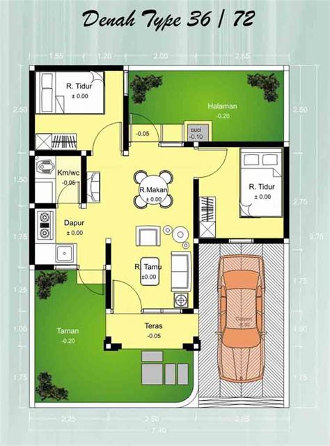 √ 30+ Denah dan Desain Rumah Minimalis Type 36, 1 & 2 Lantai