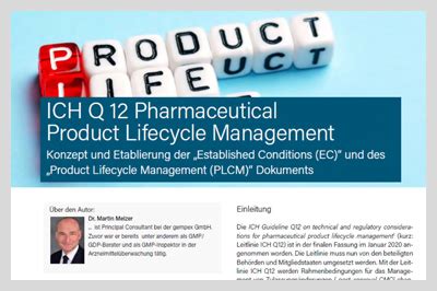 ICH Q 12 Pharmaceutical Product Lifecycle Management| gempex – THE GMP ...