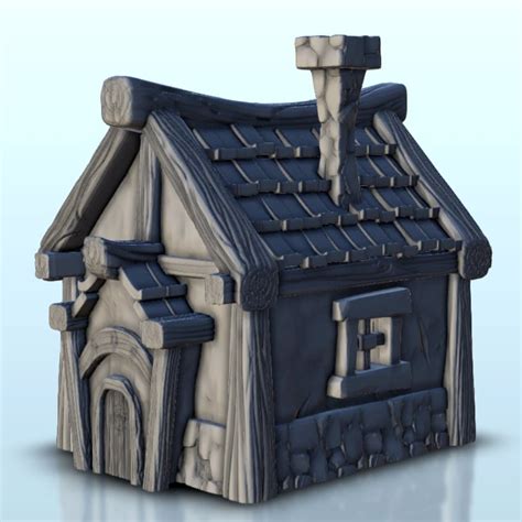 Medieval house with fireplace 10 - Wargaming3D