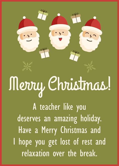 Christmas Cards For Teachers - 10 Free PDF Printables | Printablee