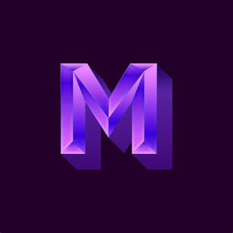 Premium Vector | Metallic purple m letter logo gradient design illustration