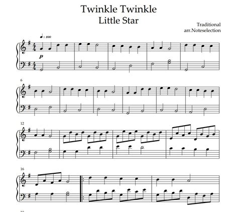 Twinkle Twinkle Little Star sheet Music Piano - Etsy