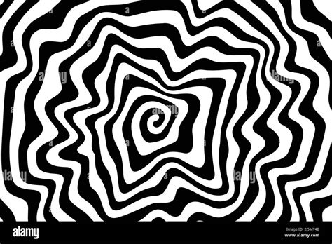 Swirl hypnotic black and white spiral. Monochrome abstract background. Vector flat geometric ...