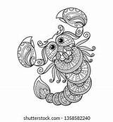 Scorpio Zodiac Sign Zentangle Coloring Book Stock Vector Royalty Free  sketch template