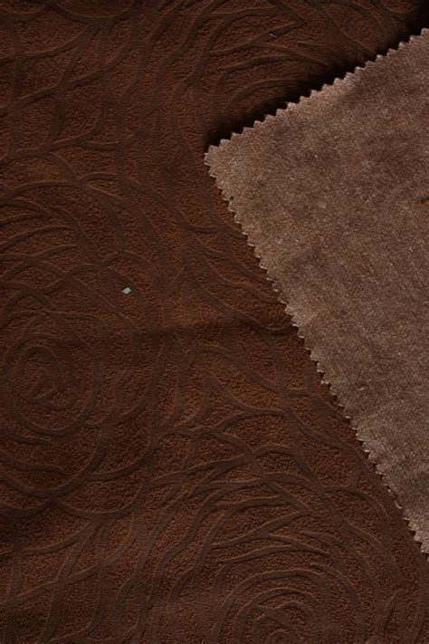 Cotton suede fabric with bronzed and embossed flower style patterns design for sofa upholstery ...