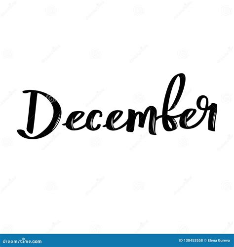 December Month Name. Handwritten Calligraphic Word. Bold Font. Stock ...