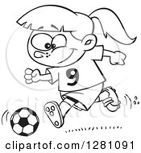 Royalty-Free (RF) Clip Art Illustration of a Cartoon Boy Kicking A Soccer Ball by toonaday #1047943