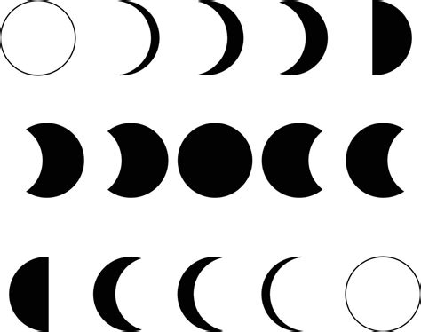 Moon Phases Black icon on white background. Lunar Phases sign. The sun ...