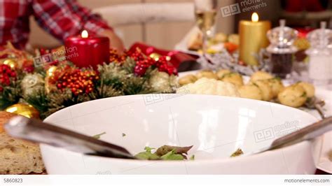 Christmas Dinner Table With Food Stock video footage | 5860823