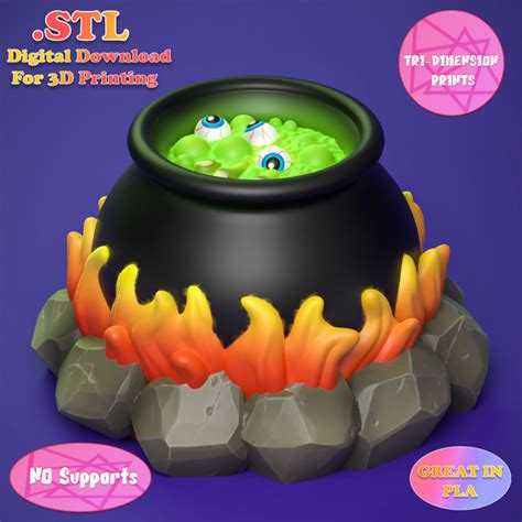 3D Printable Halloween Cauldron (NO SUPPORTS) by TriDimensionPrints