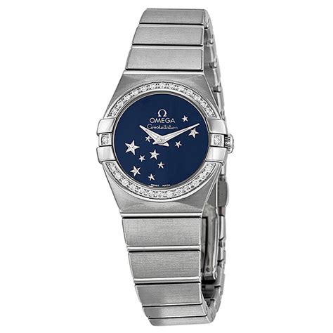 Omega Constellation Diamond Blue Star Dial Stainless Steel Ladies Watch 12315246003001 123.15.24 ...