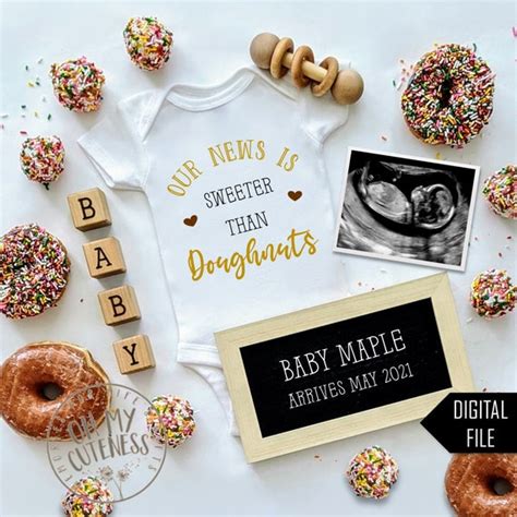 Doughnut Digital Pregnancy Announcement Sweet News Donut | Etsy