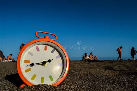 Clock on the Sand Beach stock image. Image of idea, sand - 115777411