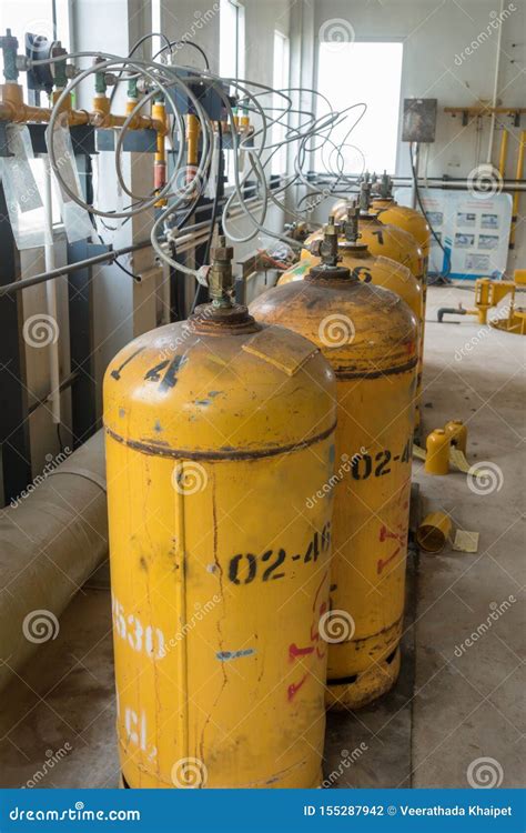 Chlorine Cylinder of Disinfection System for Water Treatment Plant Stock Photo - Image of ...