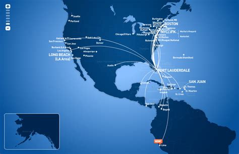 JetBlue Airways route map - from Fort Lauderdale