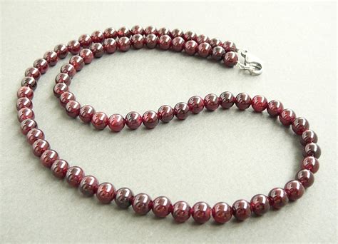 Garnet Necklace 6mm Genuine Garnet Beaded Necklace for Man | Etsy