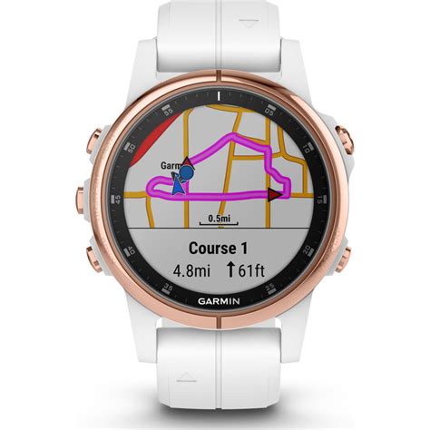 Garmin Fenix 5S Plus Sapphire Multisport GPS Watch, Rose Gold/White ...