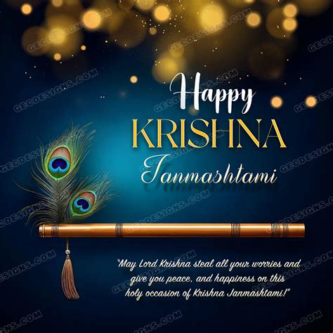 Shri Krishna Janmashtami image, Janmashtami quotes with flute and ...