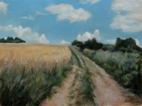 Countryside Road Through Fields - Landscape Oil Painting - Fine Arts Gallery - Original fine Art ...