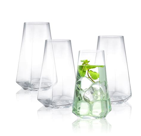 JoyJolt Infiniti Highball Glasses, Set of 4 18 Oz Cocktail Glasses ...