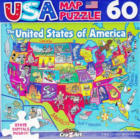 Jigsaw Puzzle USA MAP 50 United States of America 60 Pieces 8.75" x 11. ...