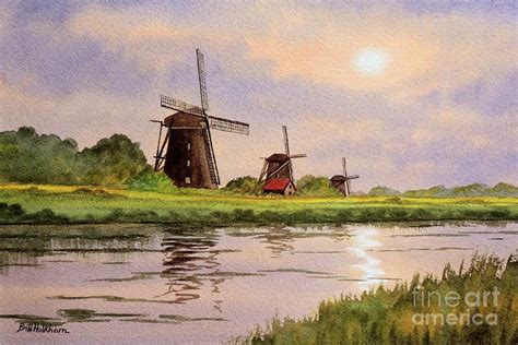 Windmills In The Netherlands Painting by Bill Holkham - Pixels