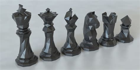 3D Printed Faceted Chess Set by Thomas Davis | Pinshape