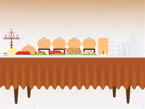 Buffet Table Vector Art PNG, Buffet Table With Many Food, Warmer, Rectangular, Water PNG Image ...