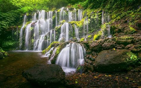 Download wallpapers Banyu Wana Amertha Waterfall, jungle, Bali, tropical islands, beautiful ...