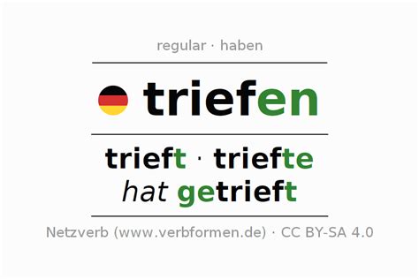 Conjugation triefen (regelm) (hat) (drip, …) | All forms, examples, translation, rules ...