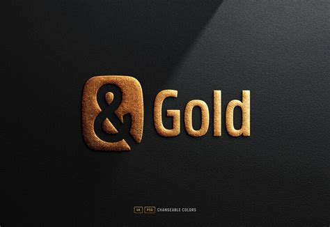 Premium PSD | Embossed gold foil logo mockup on textured black paper