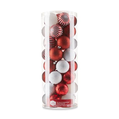 Red & White Shatterproof Christmas Ball Ornaments, 50 Count, by Holiday ...