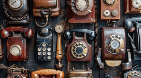 Composition Of Various Vintage Phones Background, Phone, Telephone, Vintage Background Image And ...