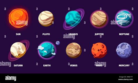 Solar system planets set. Colorful cartoon space planets, Sun Earth ...